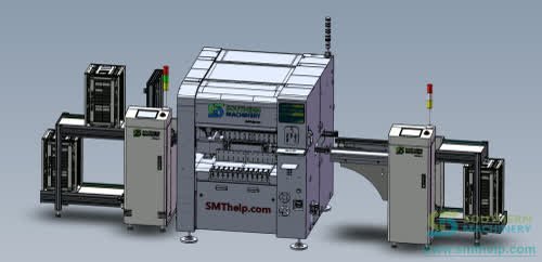 Magazine racks on an insertion line with loader and unloader