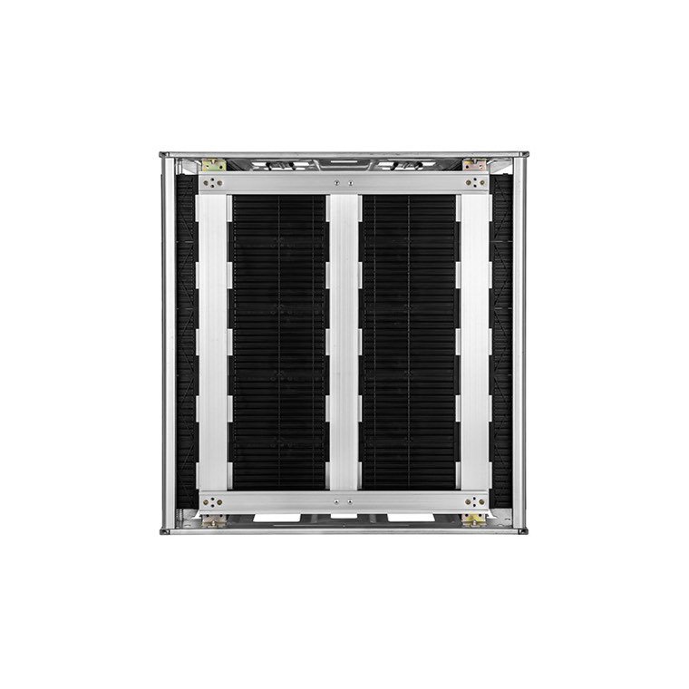 ESD PCB magazine rack, front view of the slot strips