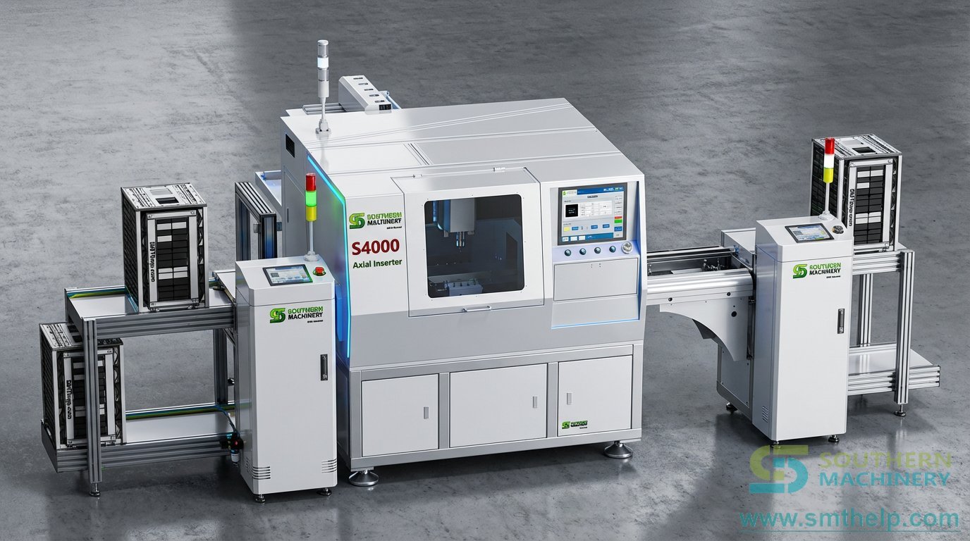 S4000 axial insertion machine with automatic PCB loader, front view