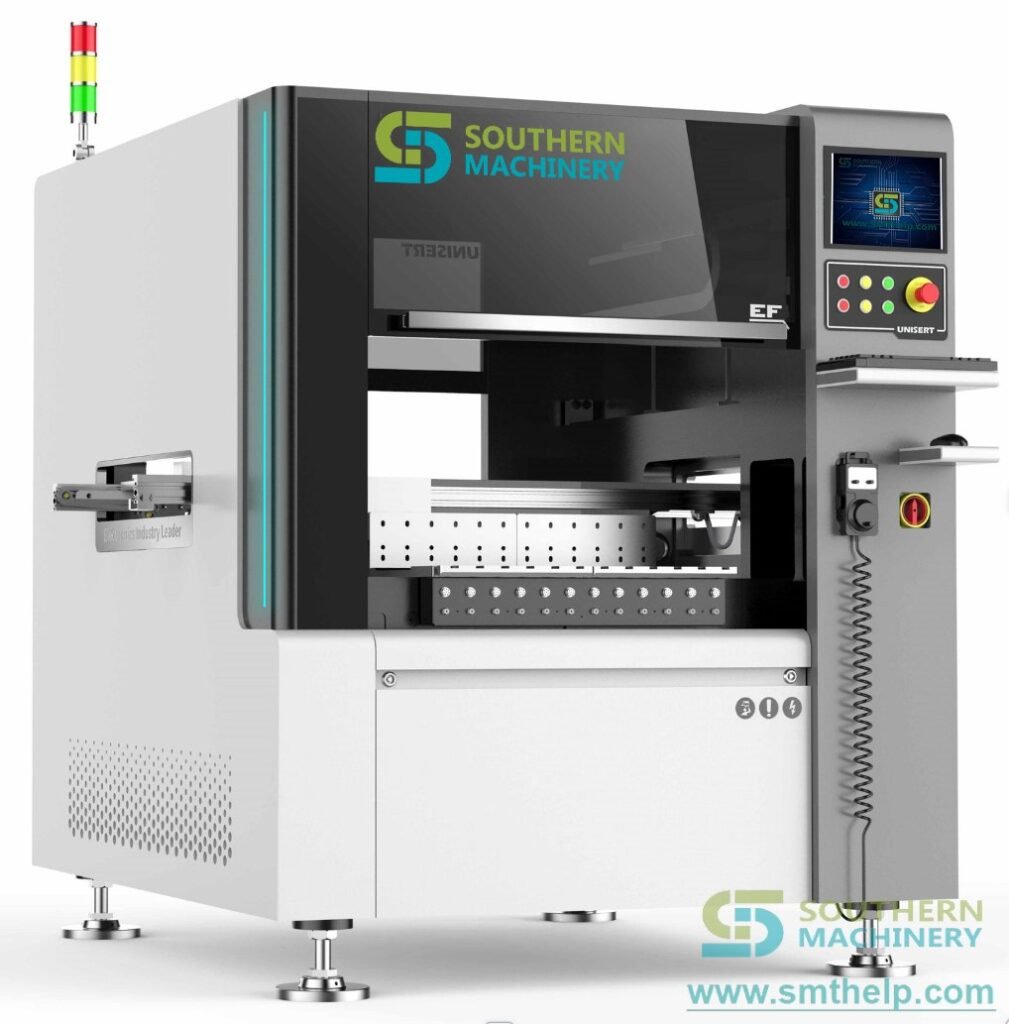 S7000 odd form insertion machine, front three-quarter view