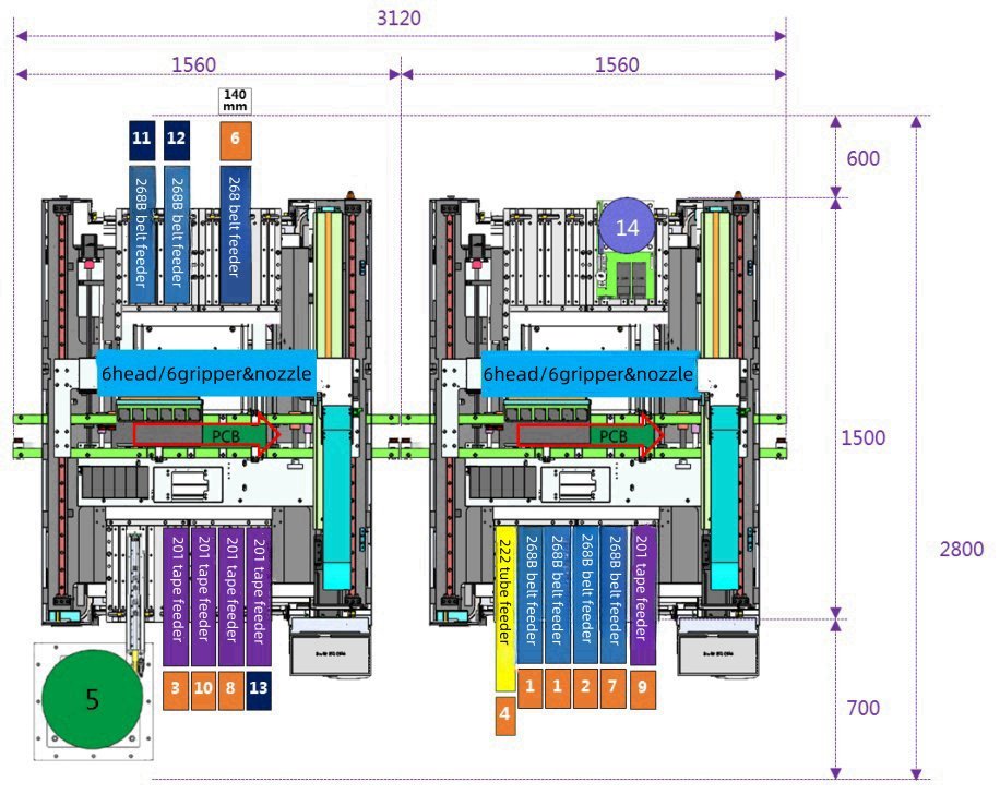 S7900VI insertion line layout drawing with dimensions