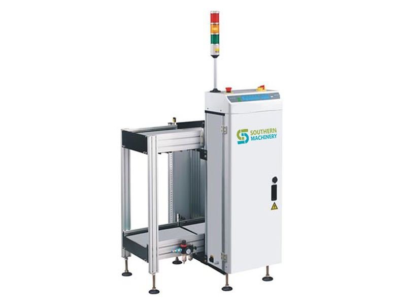 SUL460 PCB Magazine Unloader – Front with conveyor